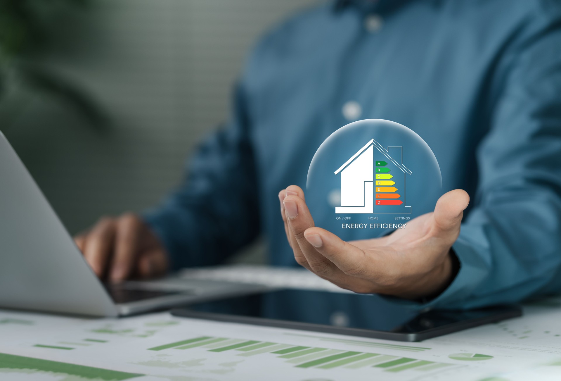 Energy efficiency concept, Sustainable development, Thermal protection efficiency of environmentally friendly home improvement.